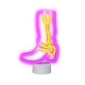 FUN DAY Boot Neon Novelty Light: 11.25" Pink LED, Battery Operated, Modern Decor